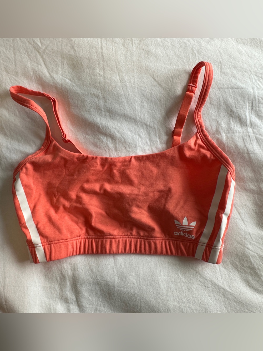 adidas Coral Sports Bralette with White Stripes